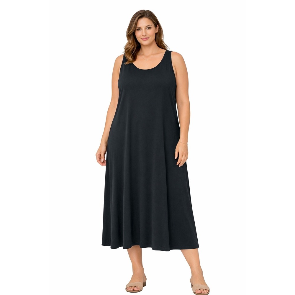 Eileen Fisher 3x Black Scoop Neck Tank Dress